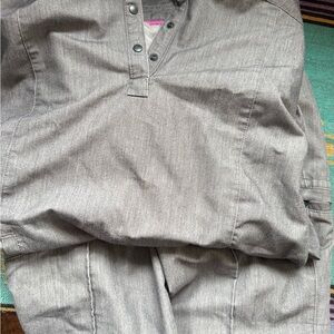 Casual Gray Button Scrub Top